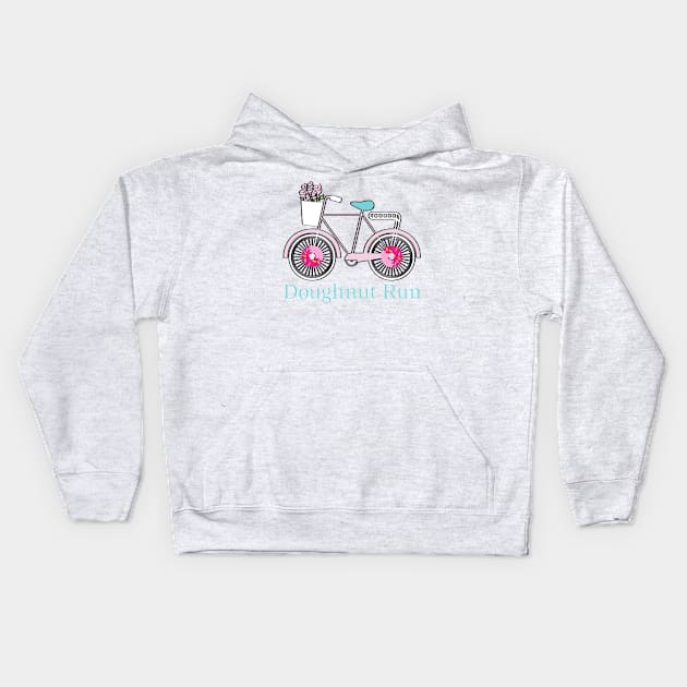 Doughnut Run Bicycle Donuts Kids Hoodie by MalibuSun